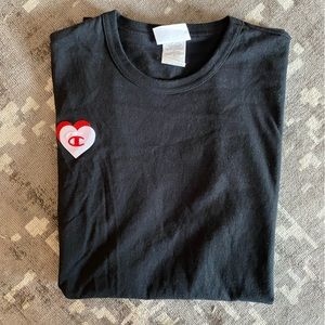 Custom Champion Black Tee with Red/White Heart Detail (1 of 1)
